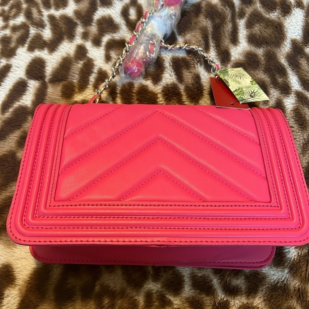 Hot Pink Badgley Mischka Quilted Crossbody Bag - Picture 6 of 14